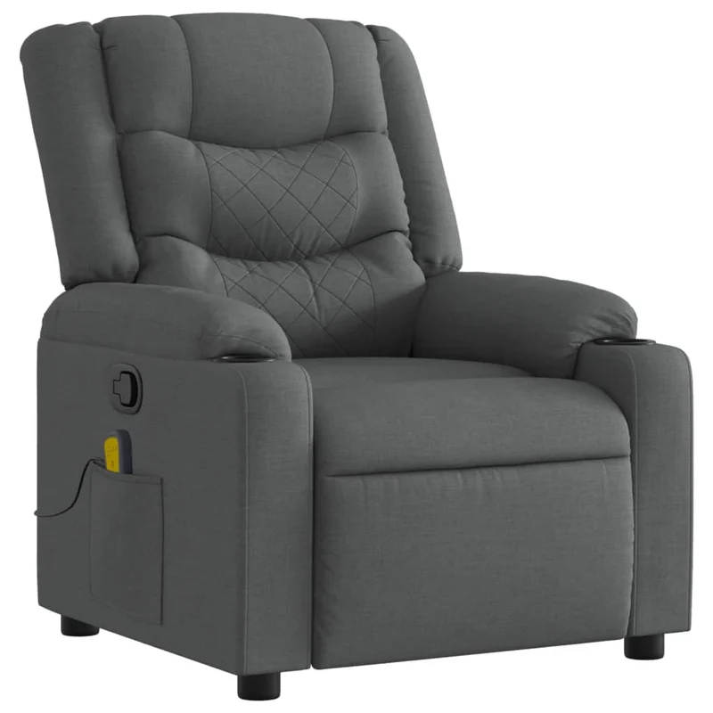 Fauteuil de relaxation TV fonction massage 6 points de massage inclinable en tissu gris foncé DEC026940