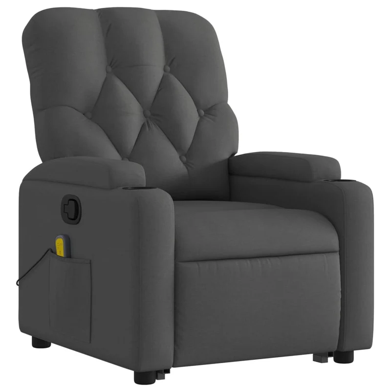 Fauteuil de relaxation TV fonction massage inclinable levage électrique en tissu gris foncé DEC026938