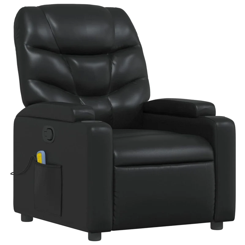 Fauteuil de relaxation TV fonction massage inclinable 6 points de massage en PVC noir DEC027036