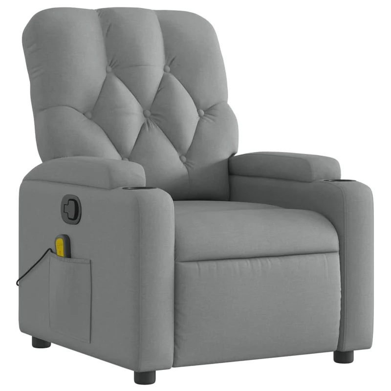 Fauteuil de relaxation TV fonction massage inclinable 6 points de massage en tissu gris clair DEC026915