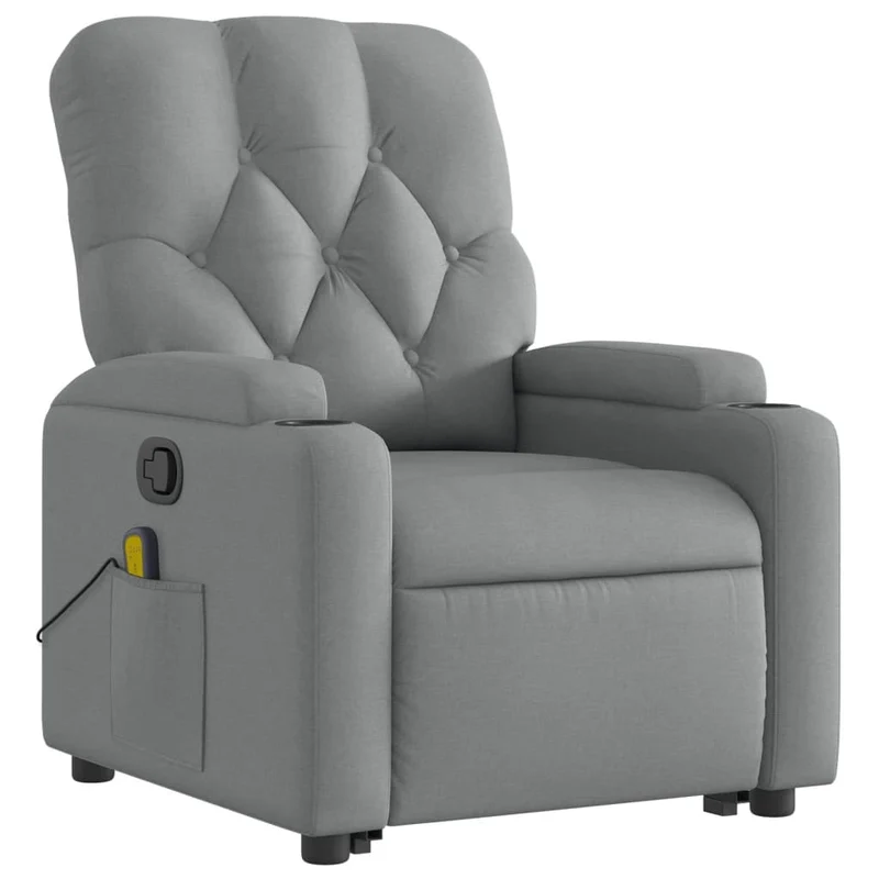 Fauteuil de relaxation TV fonction massage inclinable levage électrique en tissu gris clair DEC026911