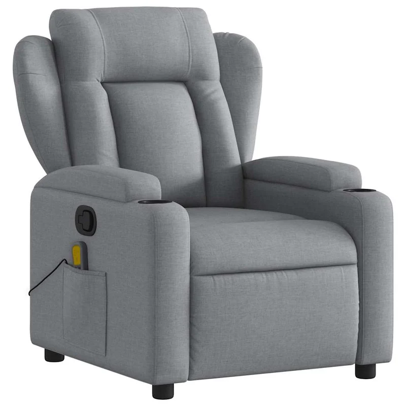 Fauteuil de relaxation TV fonction massage 6 points de massage inclinable en tissu gris clair DEC026903