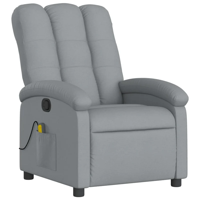 Fauteuil de relaxation TV fonction massage 6 points de massage inclinable en tissu gris clair DEC026907