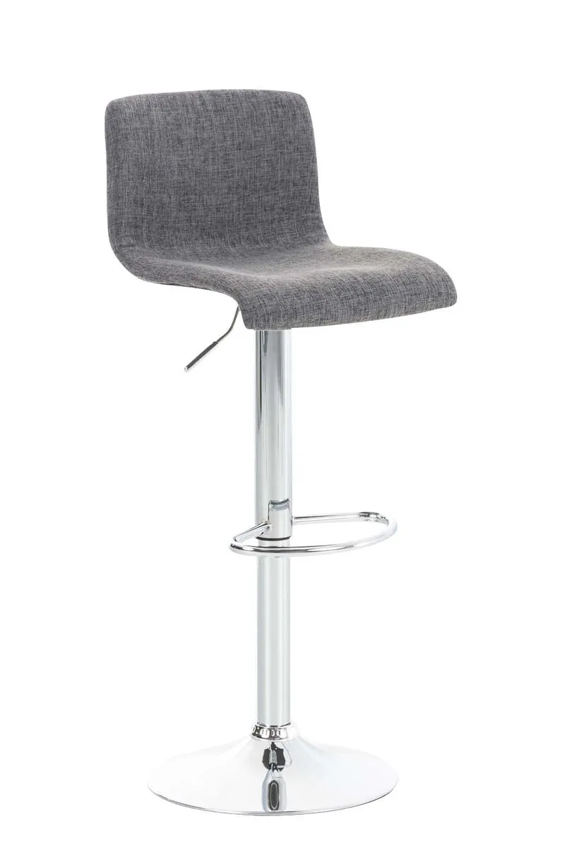 Tabouret de bar avec repose-pieds pivotant dossier incurvé en tissu gris et métal chromé 10_0004968