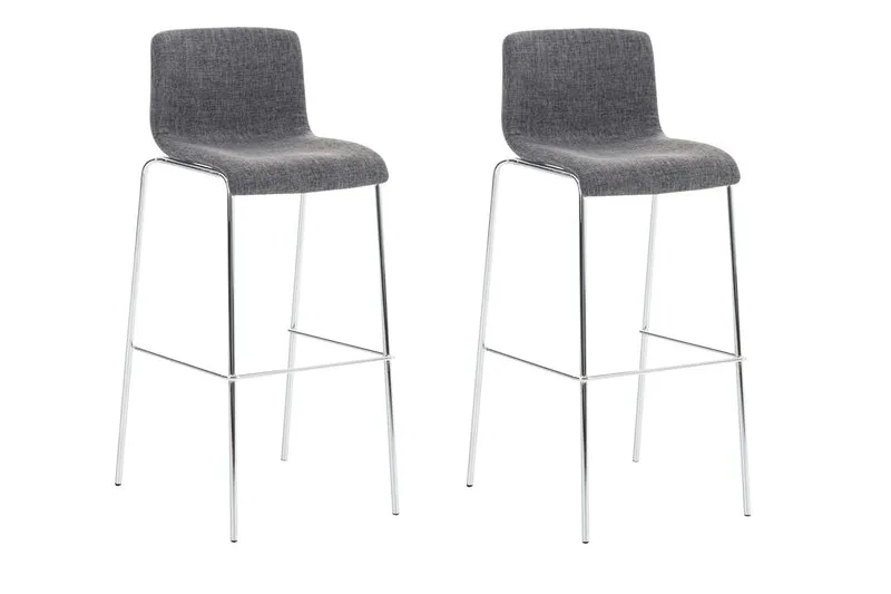 Lot de 2 tabourets de bar en métal et tissu gris clair 10_0004195