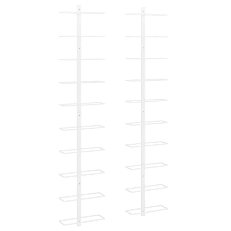 Set de 2 casiers range bouteilles étagère de rangement vin mural pour 10 bouteilles en métal blanc DEC024368