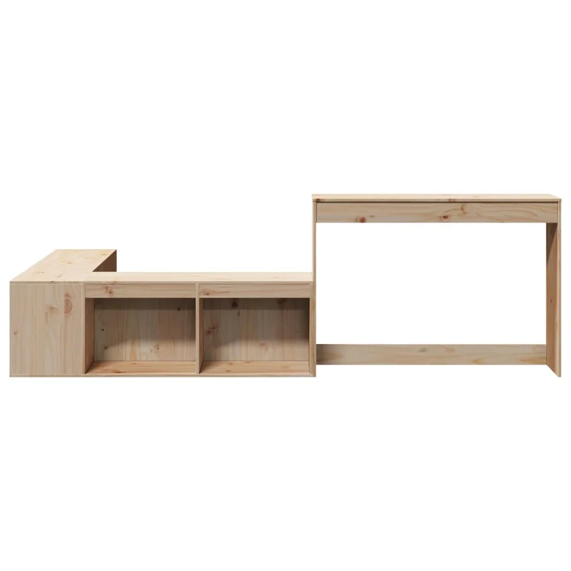 Table de chevet avec bureau design en forme de L 232 x 122 x 75 cm bois de pin DEC033115