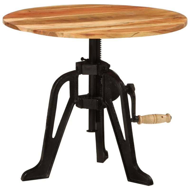 Table d'appoint console d'entrée meuble hauteur réglable en bois massif d'acacia et fonte DEC032317