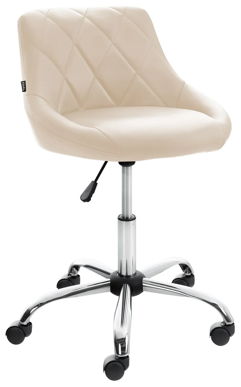 Tabouret de travail confortable pour cabinet médical salon de beauté en PVC crème pivotant et réglable 10_0003225