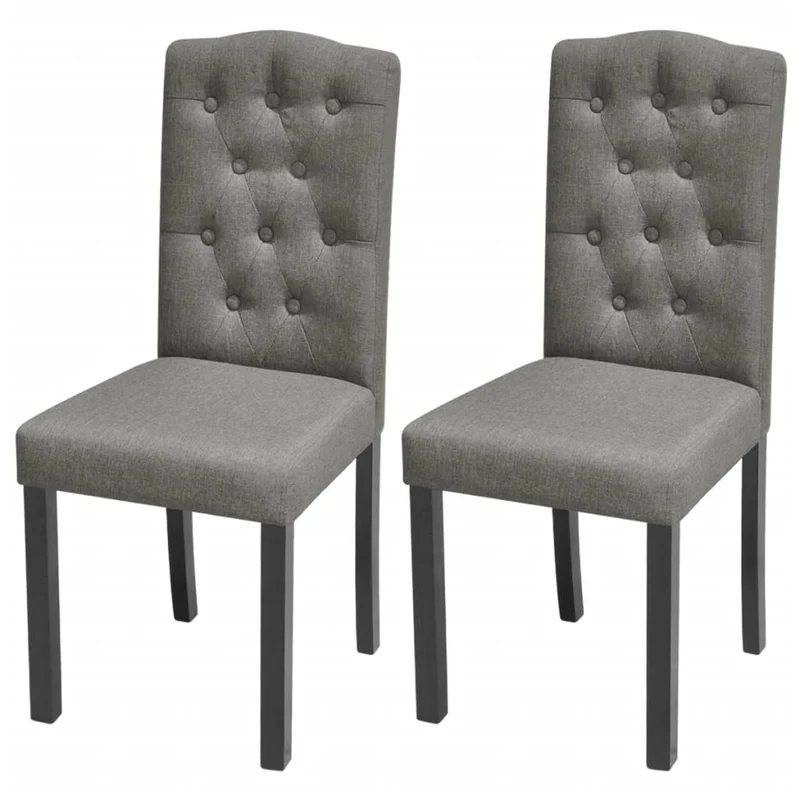 Lot de 2 chaises de salle à manger cuisine dossier capitonné en tissu gris CDS020606