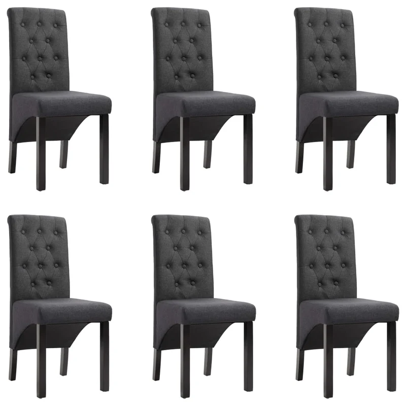 Lot de 6 chaises de salle à manger cuisine design intemporel tissu gris foncé CDS022108