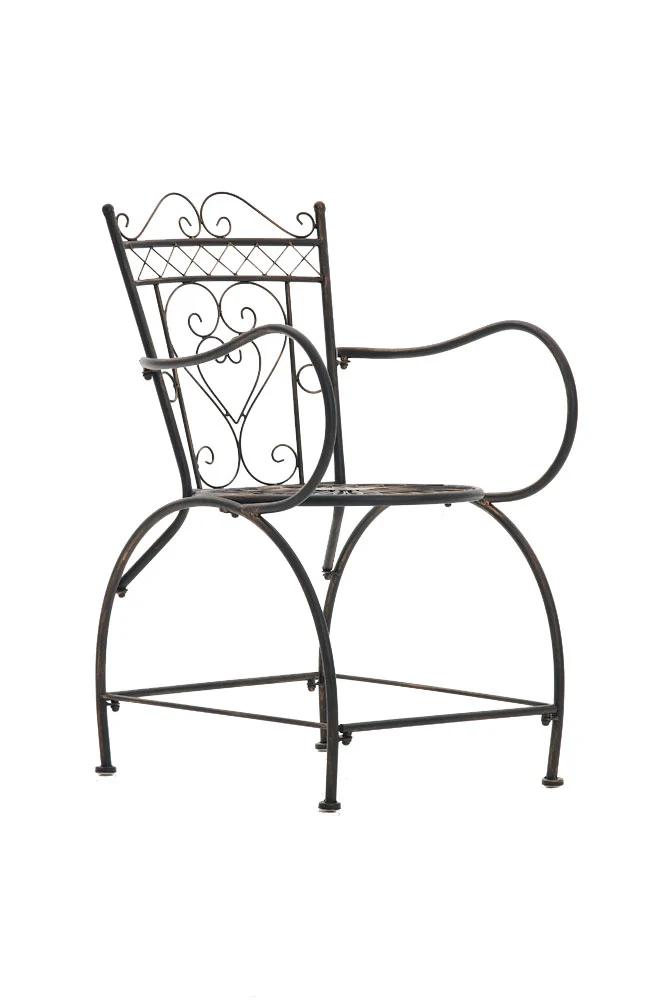 Chaise de jardin avec accoudoirs balcon terrasse design rustique en métal bronze 10_0003029