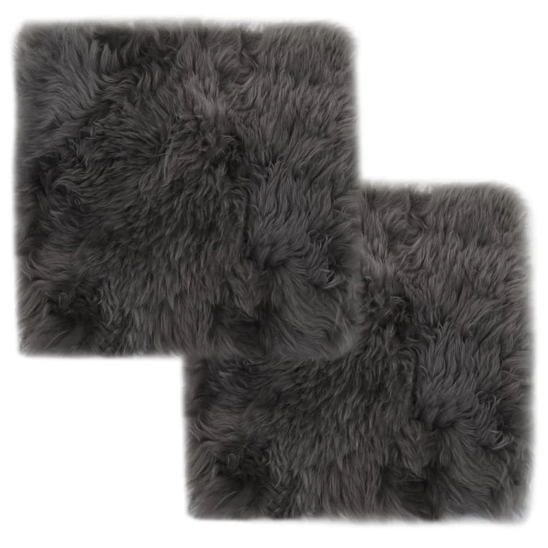 Lot de 2 coussins de chaise gris clair 40x40 cm mouton véritable DEC021288