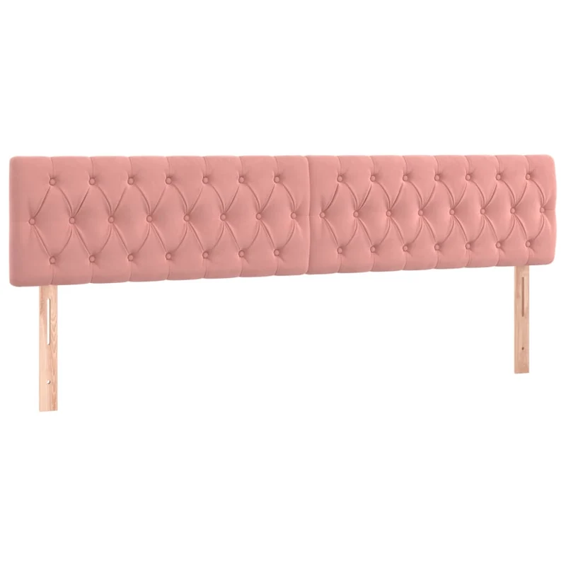 Tête de lit accessoire couchage chambre à coucher meuble à LED 200 x 7 x 78/88 cm tissu velours rose TDL0200470