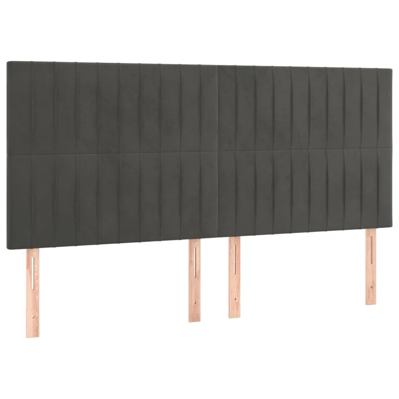 Tête de lit accessoire couchage chambre à coucher meuble à LED 200 x 5 x 118/128 cm tissu velours gris foncé TDL0201085