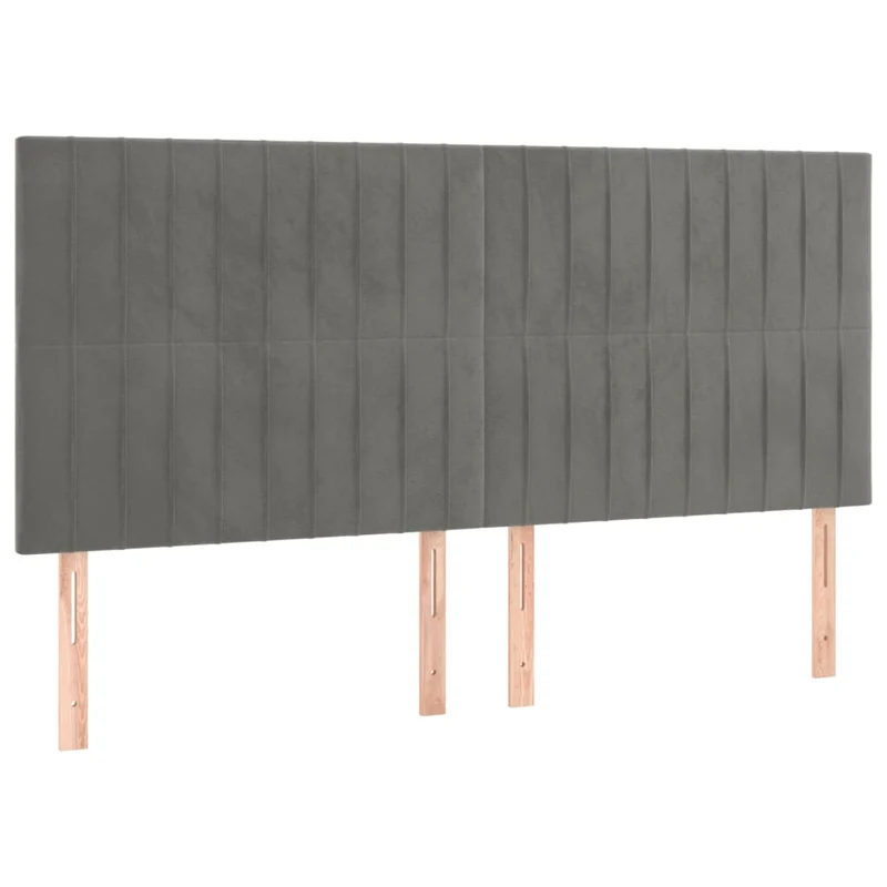 Tête de lit accessoire couchage chambre à coucher meuble à LED 200 x 5 x 118/128 cm tissu velours gris clair TDL0201324
