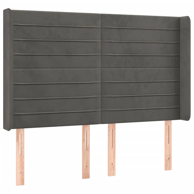 Tête de lit accessoire couchage chambre à coucher meuble à LED 147 x 16 x 118/128 cm tissu velours gris foncé TDL0201137