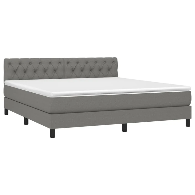 Cadre de lit LED avec sommier tête de lit matelas 160x200 cm tissu gris foncé TDL0208329
