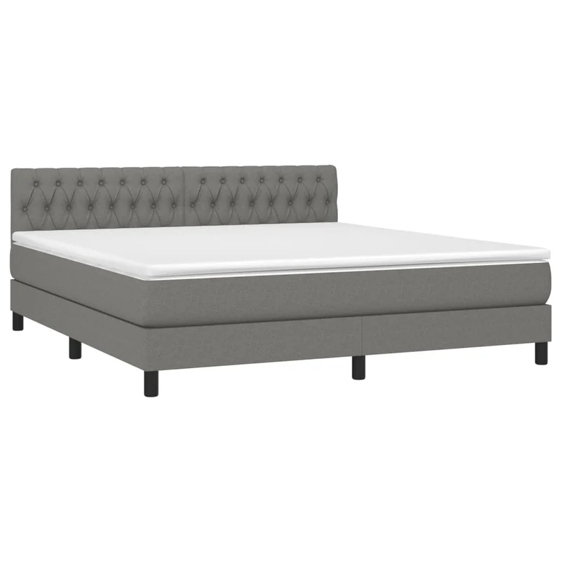 Cadre de lit LED avec sommier tête de lit matelas 180x200 cm tissu gris foncé TDL0208326