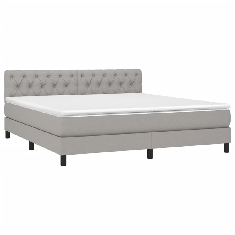 Cadre de lit LED avec sommier tête de lit matelas surmatelas 160x200 cm tissu gris clair TDL0207828