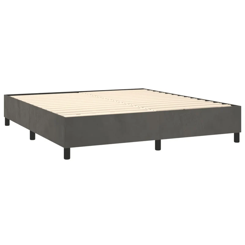 Sommier à lattes sur pieds cadre de lit 180x200 cm tissu velours gris foncé TDL0207117