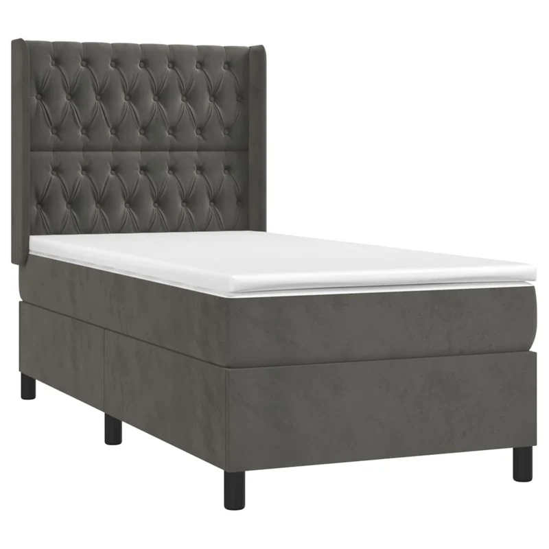 Cadre de lit LED avec sommier tête de lit matelas 80x200cm tissu velours gris foncé TDL0208277