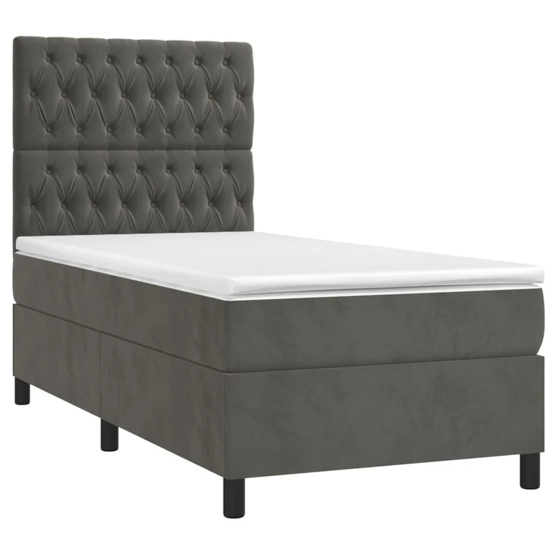 Cadre de lit LED avec sommier tête de lit matelas 80x200cm tissu velours gris foncé TDL0208273