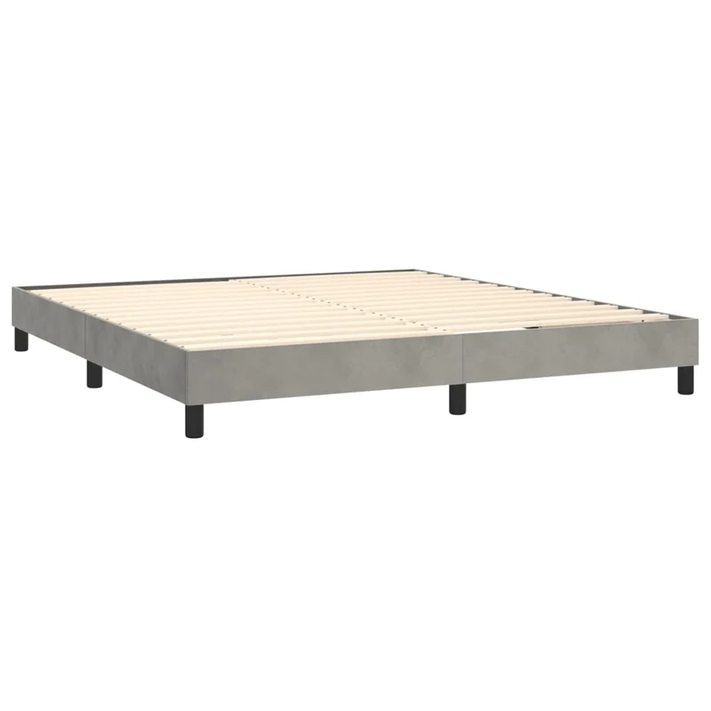 Sommier à lattes sur pieds cadre de lit 160x200 cm tissu velours gris clair TDL0207184