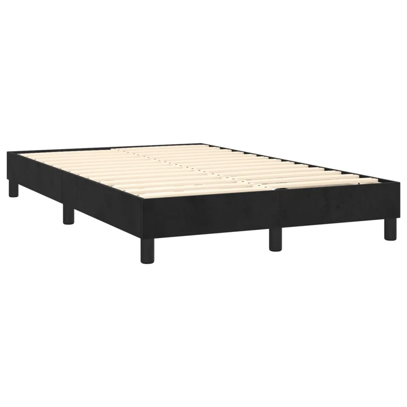 Sommier à lattes sur pieds cadre de lit 120x200 cm tissu velours noir TDL0207028