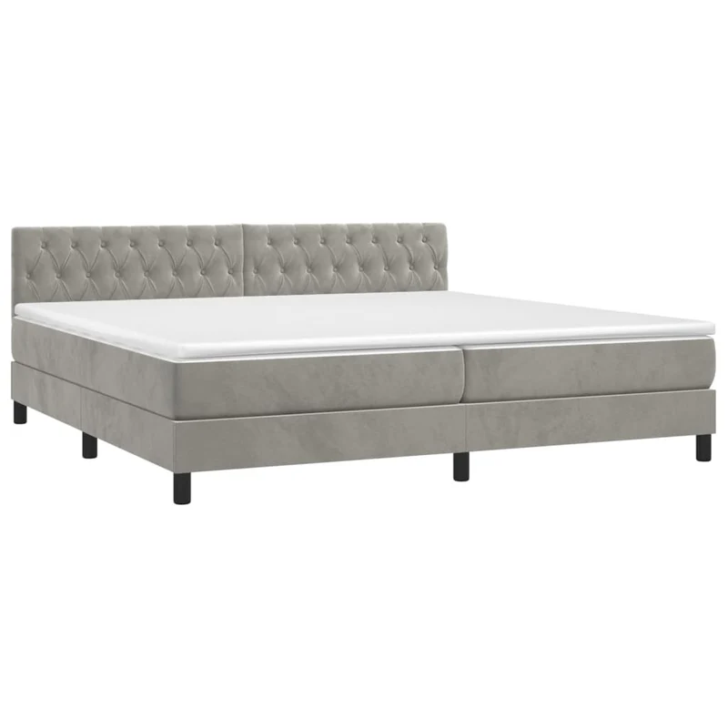 Cadre de lit LED avec sommier tête de lit matelas surmatelas 200x200 cm tissu velours gris clair TDL0207761