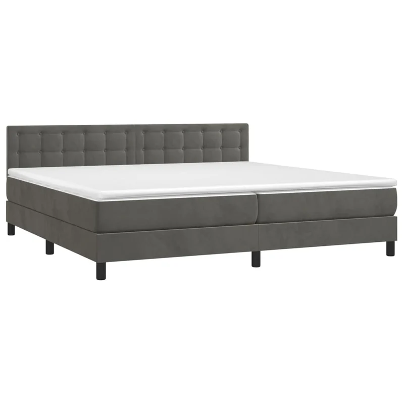 Cadre de lit LED avec sommier tête de lit matelas surmatelas 200x200 cm tissu velours gris foncé TDL0207688