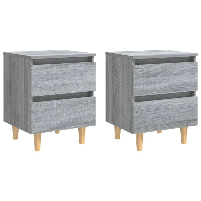 Lot de 2 tables de chevet avec tiroirs 40 x 35 x 50 cm bois d'ingénierie gris DEC036187