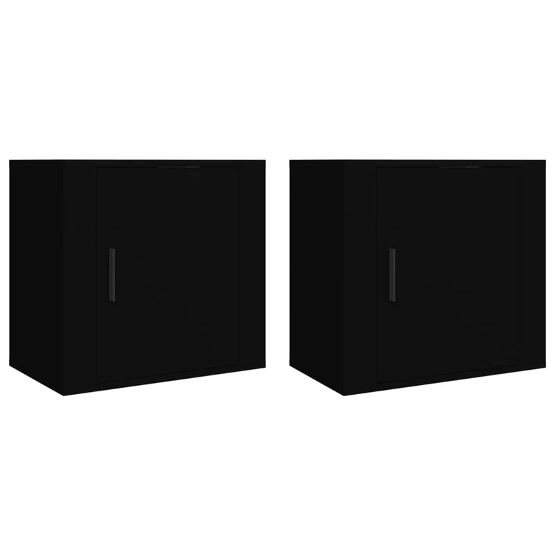 Lot de 2 tables de chevet murales avec compartiment avec porte 50 x 30 x 47 cm bois d'ingénierie noir DEC036101