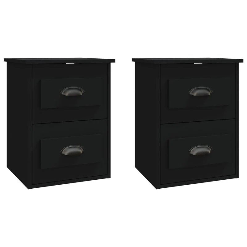 Lot de 2 tables de chevet murales avec tiroirs 41,5 x 36 x 53 cm bois d'ingénierie noir DEC036098