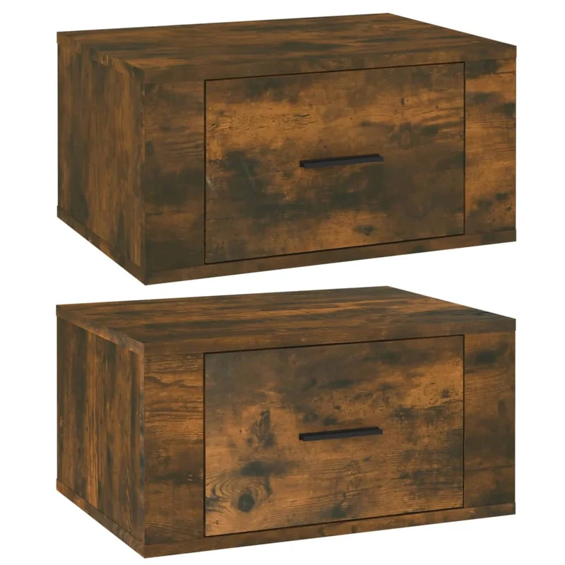 Lot de 2 tables de chevet murales avec tiroir 50 x 36 x 25 cm bois d'ingénierie marron DEC036052