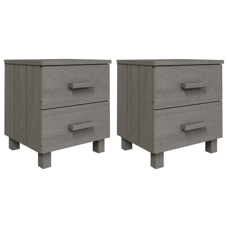 Lot de 2 tables de chevet avec tiroirs 40 x 35 x 44,5cm bois massif gris DEC036008