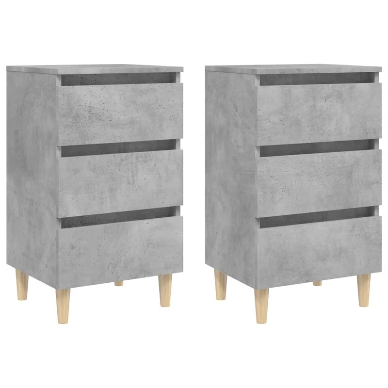 Lot de 2 tables de chevet avec 3 tiroirs 40 x 35 x 69cm bois d'ingénierie gris DEC035946