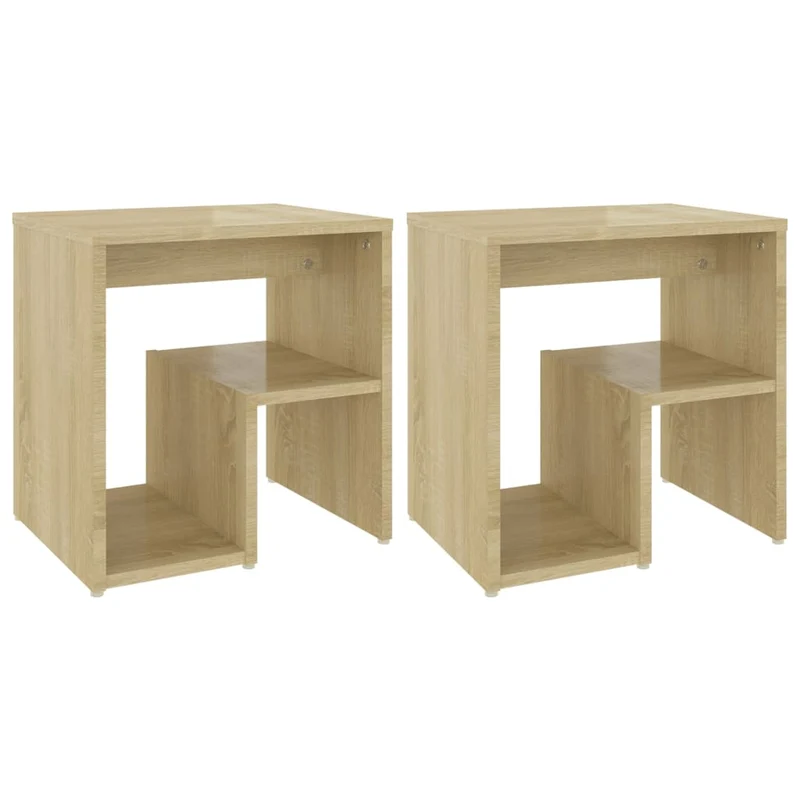 Lot de 2 tables de chevet avec étagère 40 x 30 x 40cm bois d'ingénierie couleur chêne DEC035878
