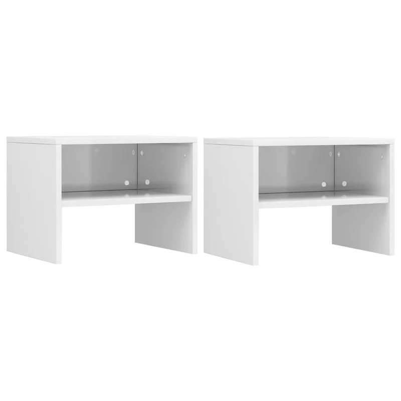Lot de 2 tables de chevet avec compartiment ouvert 40 x 30 x 30cm bois ingénierie blanc DEC035784