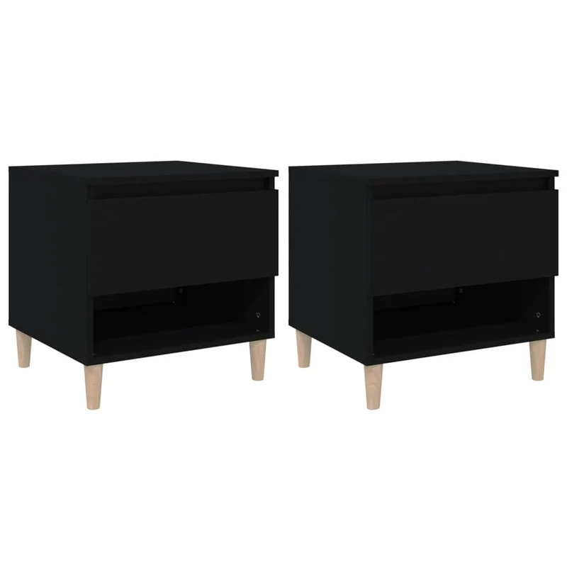 Lot de 2 tables de chevet avec tiroir et compartiment ouvert 50 x 46 x 50 cm bois d’ingénierie noir DEC035608