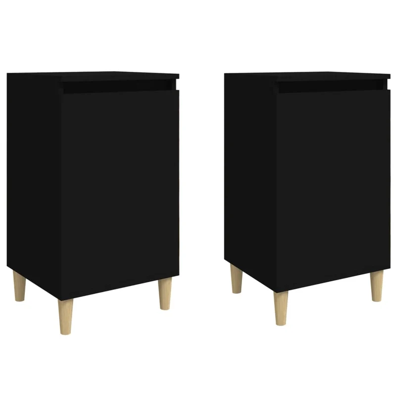Lot de 2 tables de chevet avec compartiment avec porte 40 x 35 x 70 cm bois d'ingénierie noir DEC035568