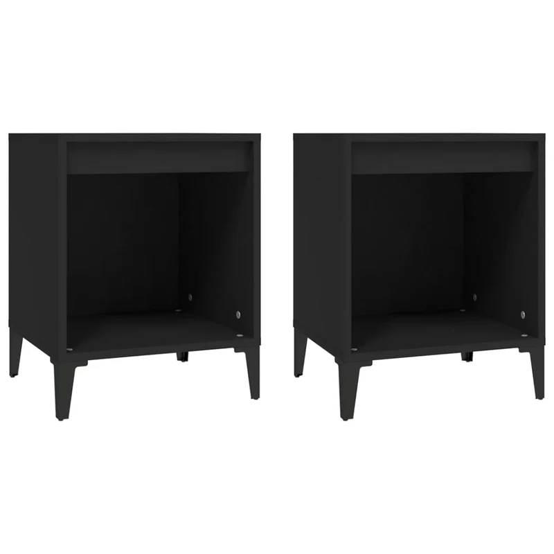 Lot de 2 tables de chevet avec compartiment ouvert 40 x 35 x 50 cm bois d'ingénierie noir DEC035544