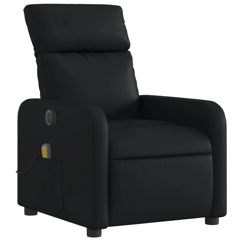 Fauteuil de relaxation TV fonction massage inclinable électrique 6 points de massage en PVC noir DEC027220