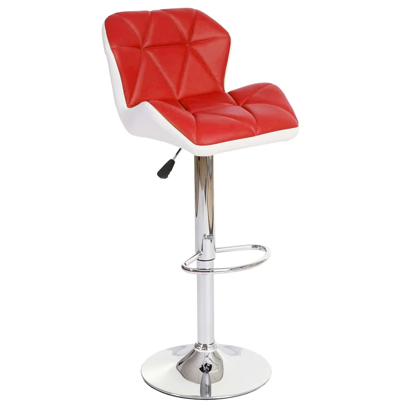 Tabouret de bar chaise de comptoir hauteur réglable en synthétique rouge cadre en acier chromé 04_0001229