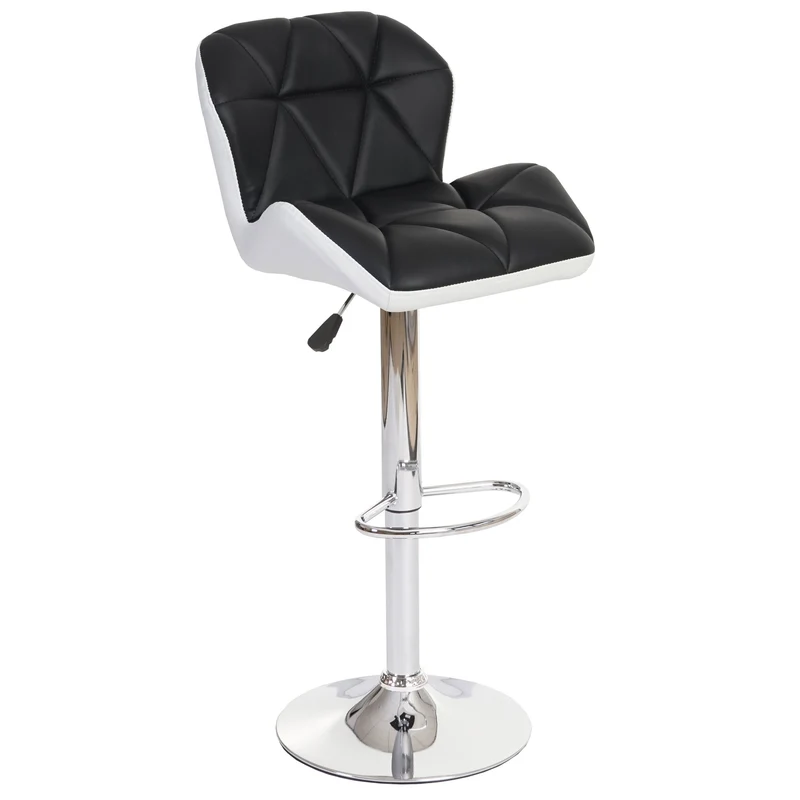 Tabouret de bar chaise de comptoir hauteur réglable en synthétique noir cadre en acier chromé 04_0005261