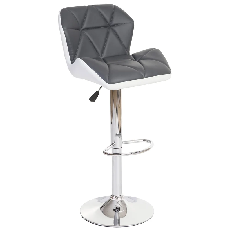 Tabouret de bar chaise de comptoir hauteur réglable en synthétique gris cadre en acier chromé 04_0005260