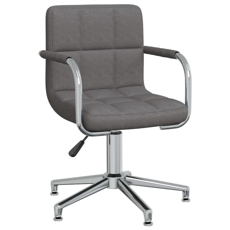 Chaise pivotante de salle à manger hauteur réglable accoudoirs en tissu gris foncé DEC025090