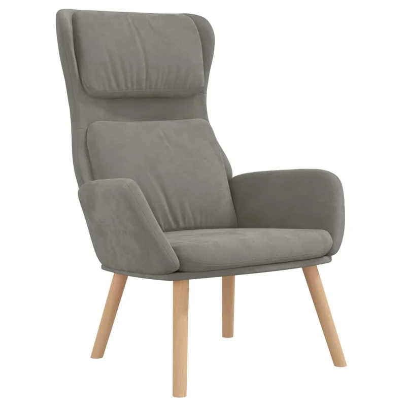 Fauteuil lounge chaise de canapé design moderne en velours gris clair DEC026675