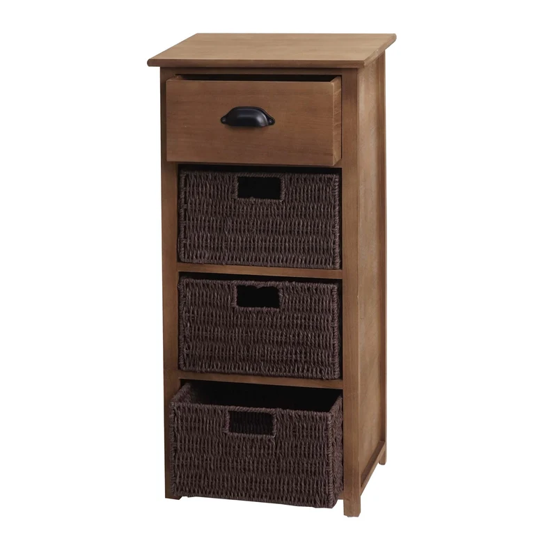 Commode avec tiroir et 3 paniers de rangement 83x40x29 cm marron foncé 04_0006506