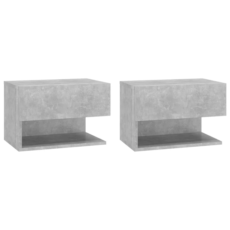Lot de 2 tables de chevet murales avec tiroir et étagère en bois d'ingénierie gris DEC036079